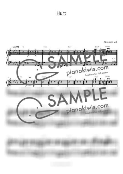 악보 > Hurt / 피아노 반주악보 - NewJeans by 피아노정류장 악보 이미지-0