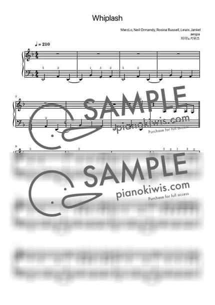 악보 > Whiplash / 초급 - aespa by 피아노키위즈 악보 이미지-0