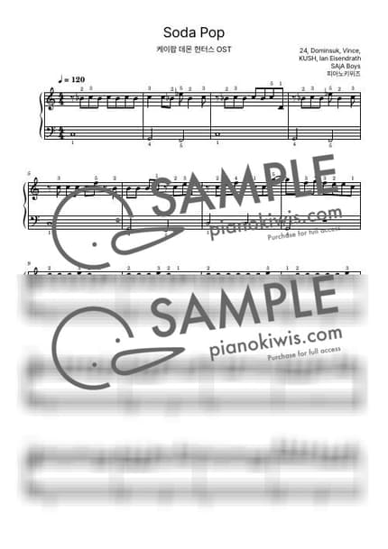 Score > Soda Pop / Beginner - Saja Boys · KPop Demon Hunters OST by PianoKiwis Sheet music image-0