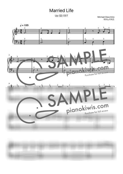 Score > Married Life / Beginner - Michael Giacchino · Up OST by PianoKiwis Sheet music image-0