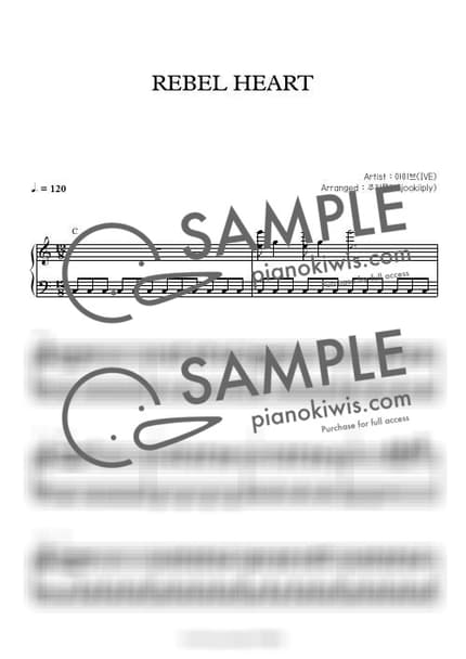 Score > REBEL HEART / Easy - IVE by 주키플리(jookiiply) Sheet music image-0