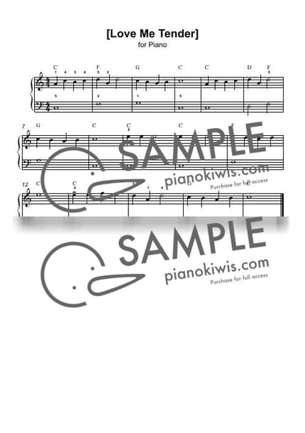 楽譜 > Love Me Tender / 入門 - Elvis Presley by 피아노모먼트 PianoMoment 楽譜画像-0