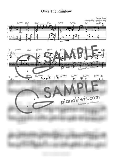 악보 > Over the Rainbow - Judy Garland · 오즈의 마법사 OST by Hyunjoo Jung 악보 이미지-0