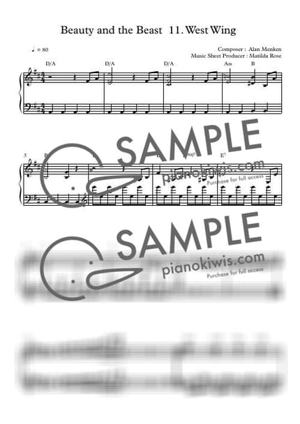 악보 > West Wing / Disney Piano - Alan Menken · 미녀와 야수 OST by Matilda Rose 악보 이미지-0