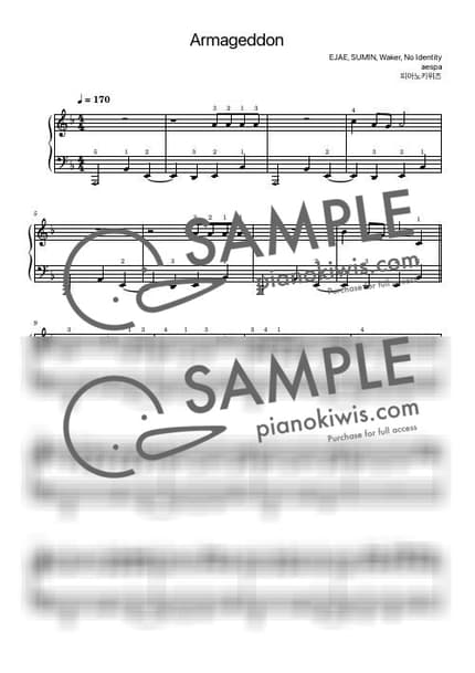 악보 > Armageddon / 초급 - aespa by 피아노키위즈 악보 이미지-0