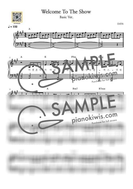 악보 > Welcome to the Show / 쉬운버전 - DAY6 by 듣다뮤직 DEUTDAMUSIC 악보 이미지-0
