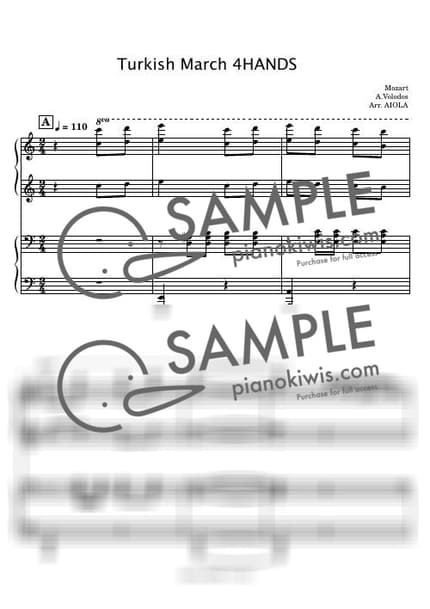 Score > Turkish March / 4HANDS - 연탄곡 - W. A. Mozart by 아이올라 Sheet music image-0