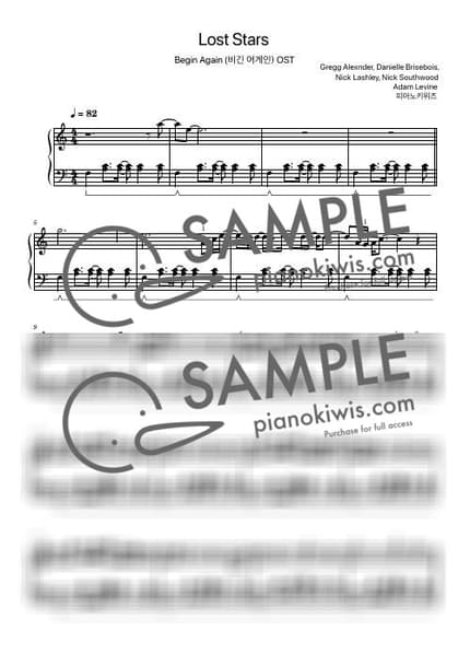 Score > Lost Stars / Intermediate - Adam Levine · Begin Again OST by PianoKiwis Sheet music image-0