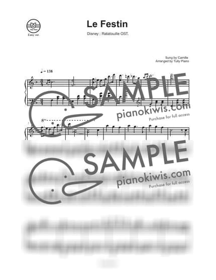 Score > Le Festin / Easy - Michael Giacchino, Camille · Ratatouille OST by Tully Piano Sheet music image-0