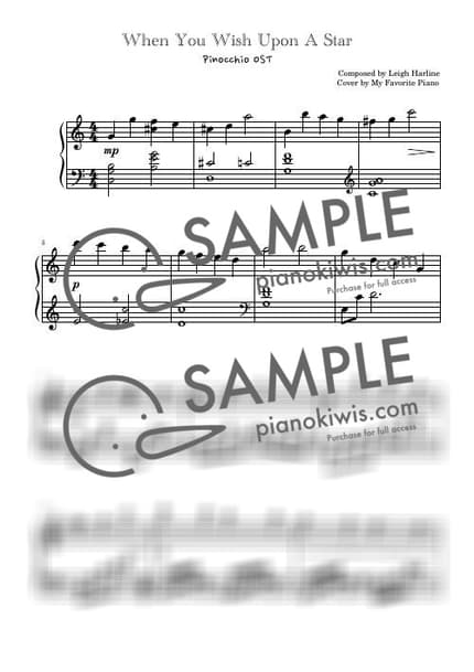 Score > When You Wish Upon A Star / Intermediate - Leigh Harline · Pinocchio OST by My Favorite Piano Sheet music image-0