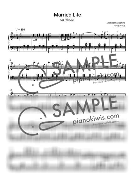 楽譜 > Married Life / 中級 - Michael Giacchino · Up OST by PianoKiwis 楽譜画像-0