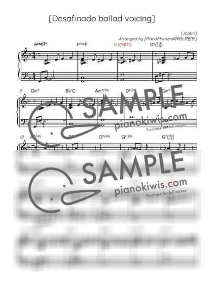 Score > Desafinado / 발라드 버전 - Antonio Carlos Jobim by 피아노모먼트 PianoMoment Sheet music image-0