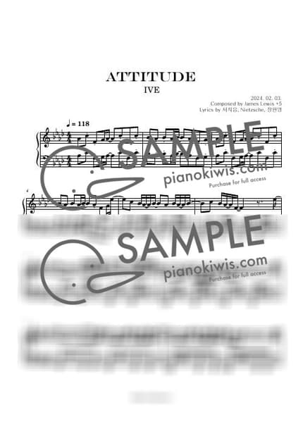 Score > ATTITUDE / Intermediate - IVE by Boknowa Sheet music image-0