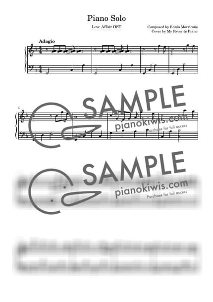 Score > Piano Solo / Easy - Ennio Morricone · Love Affair OST by My Favorite Piano Sheet music image-0