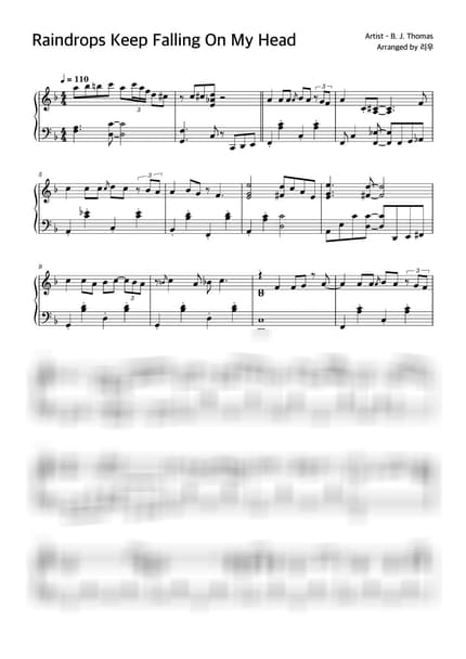 Score > Raindrops Keep Fallin' on My Head / Swing Jazz Ver. - B. J. Thomas · Butch Cassidy and the Sundance Kid OST by 리우 Sheet music image-0