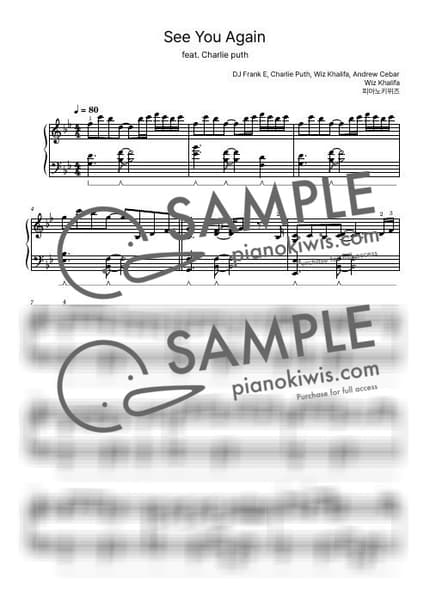 Score > See You Again / Intermediate - Charlie Puth, Wiz Khalifa · Fast & Furious OST by PianoKiwis Sheet music image-0