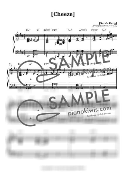 Score > cheeze - Sarah Kang by 피아노모먼트 PianoMoment Sheet music image-0