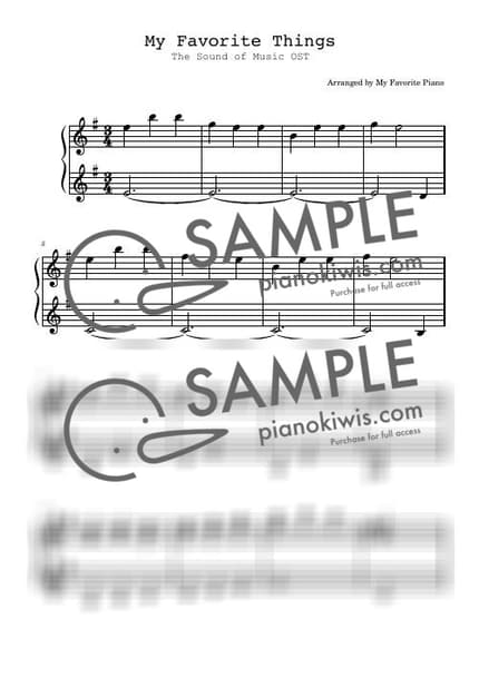 Score > My Favorite Things / Easy - Richard Rodgers, Oscar Hammerstein II · The Sound Of Music OST by My Favorite Piano Sheet music image-0
