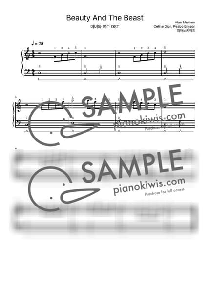 Score > Beauty And The Beast / Beginner - Alan Menken · Beauty and the Beast OST by PianoKiwis Sheet music image-0