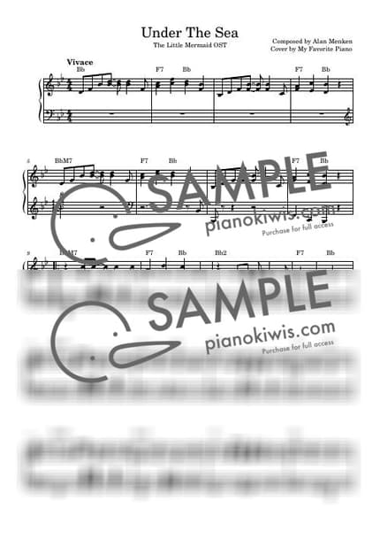 Score > Under The Sea / Advanced - Alan Menken · The Little Mermaid OST by My Favorite Piano Sheet music image-0