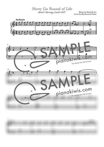 악보 > 인생의 회전목마 / 쉬운 악보 - 히사이시 조 · 하울의 움직이는 성 by My Favorite Piano 악보 이미지-0