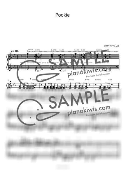 Score > Pookie / 피아노 반주 - FIFTY FIFTY by 피아노정류장 Sheet music image-0