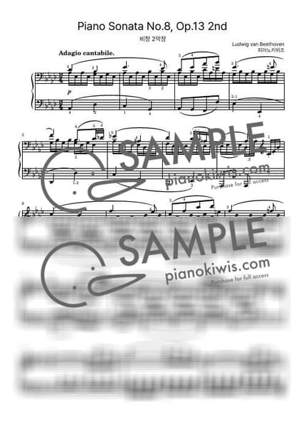 Score > Piano Sonata No.8 'Pathetique' / Advanced - L. V. Beethoven by PianoKiwis Sheet music image-0