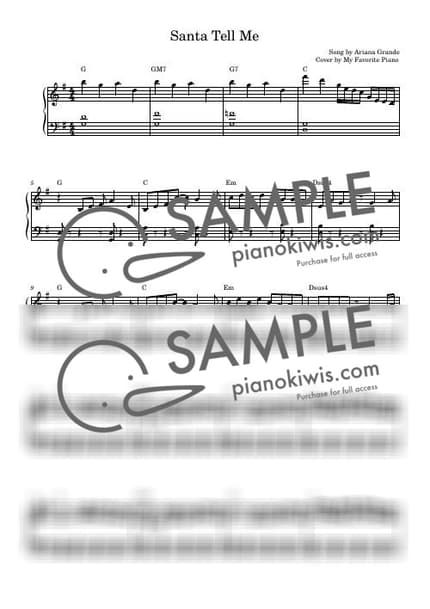 악보 > Santa Tell Me / 중급 악보 - Ariana Grande · 캐롤 by My Favorite Piano 악보 이미지-0