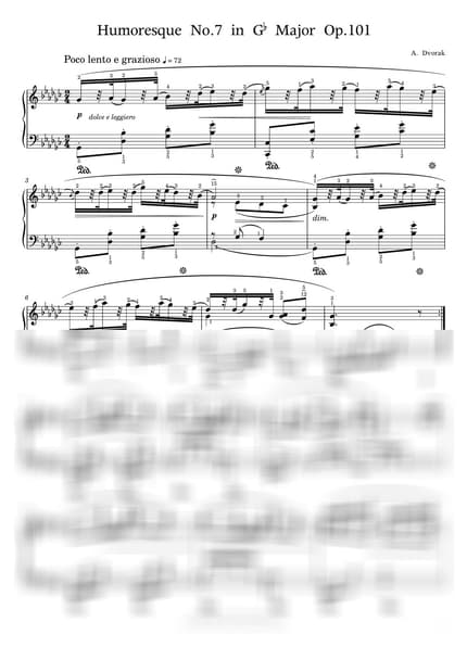 楽譜 > ユーモレスク - ドヴォルザーク (A. Dvorak) by PianoKiwis 楽譜画像-0