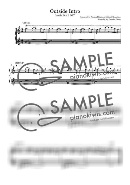Score > Outside Intro / Easy - Inside Out OST by My Favorite Piano Sheet music image-0