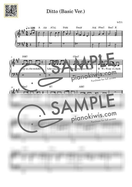 Score > Ditto / Easy - NewJeans by 듣다뮤직 DEUTDAMUSIC Sheet music image-0