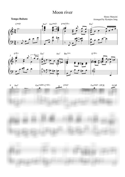 楽譜 > Moon River - Henry Mancini · ティファニーで朝食を OST by Hyunjoo Jung 楽譜画像-0