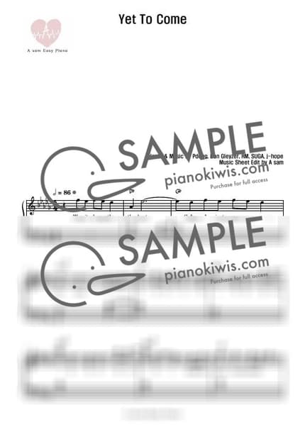 Score > Yet To Come / Original - BTS by A Sheet music image-0