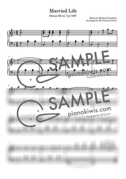 악보 > Married Life / 쉬운 악보 - Michael Giacchino · 업 OST by My Favorite Piano 악보 이미지-0