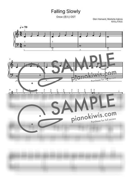 악보 > Falling Slowly / 초급 - Glen Hansard, Marketa Irglova · 원스 OST by 피아노키위즈 악보 이미지-0