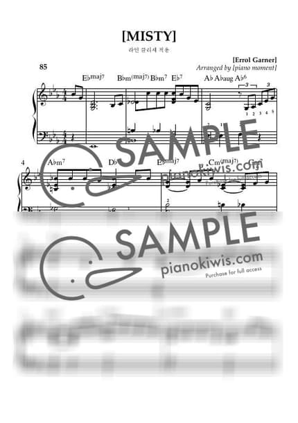 악보 > Misty / Ballad. LineCliche Voicing - Erroll Garner by 피아노모먼트PianoMoment 악보 이미지-0