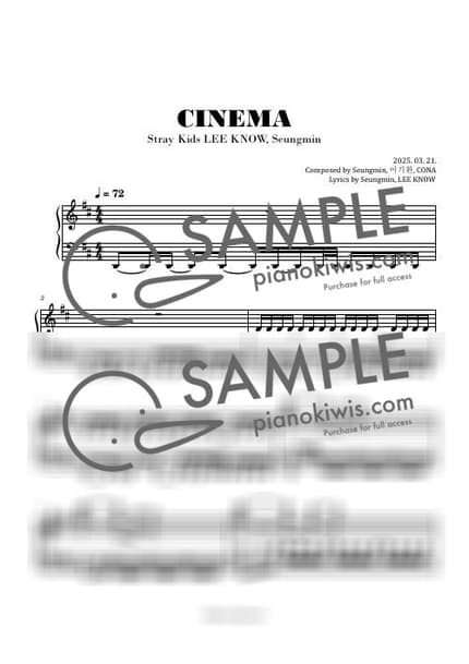 Score > CINEMA / Intermediate - LEE KNOW, SEUNGMIN by Boknowa Sheet music image-0