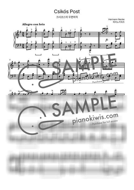 Score > Csikos Post / Intermediate - H. Necke by PianoKiwis Sheet music image-0