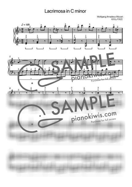 Score > Lacrimosa / Basic - W. A. Mozart by PianoKiwis Sheet music image-0