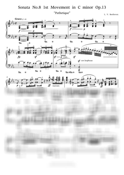 악보 > 피아노 소나타 8번 '비창' / 1악장 - 베토벤 (L. V. Beethoven) by 피아노키위즈 악보 이미지-0