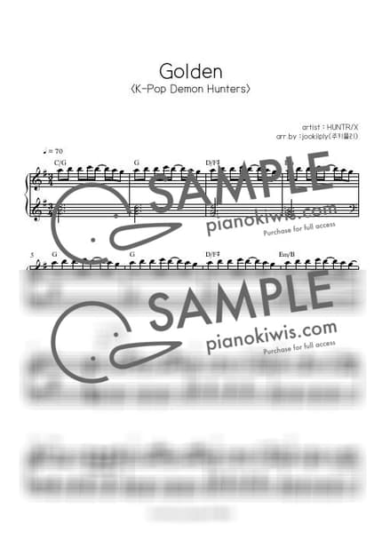 Score > Golden - HUNTR/X · KPop Demon Hunters OST by 주키플리(jookiiply) Sheet music image-0