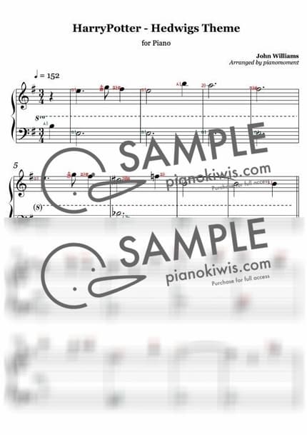 악보 > Hedwig's Theme / 계이름 버전 - John Williams · 해리포터 OST by 피아노모먼트PianoMoment 악보 이미지-0
