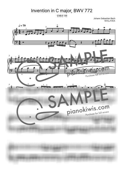 Score > Invention No.1 / Intermediate - J. S. Bach by PianoKiwis Sheet music image-0