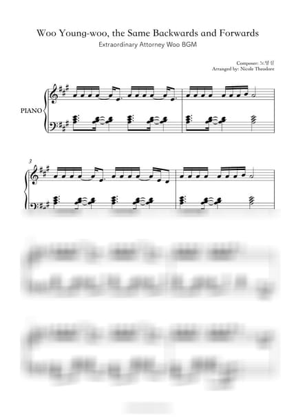 Score > Woo Young-woo, the Same Backwards and Forwards - No Young Sim · Extraordinary Attorney Woo OST by moosicole Sheet music image-0