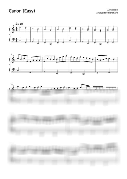 악보 > 캐논 (Canon and Gigue in D major) / 쉬운 악보 - 파헬벨 (J. Pachelbel) by 피아노키위즈 악보 이미지-0