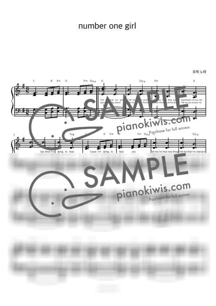 악보 > number one girl / 피아노 반주 - 로제 by 피아노정류장 악보 이미지-0