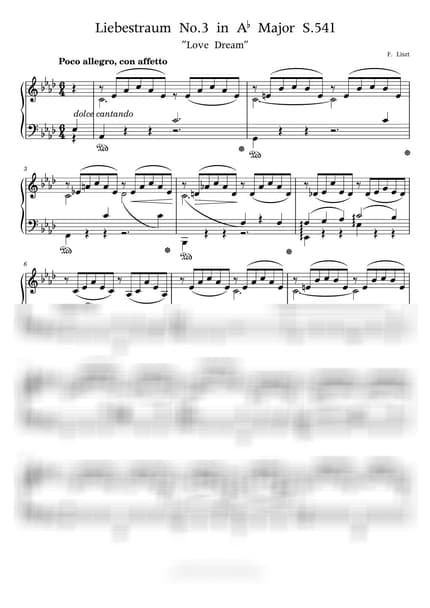 Score > No. 3 of the 3 short pieces by Liszt 'Liebesträume' / Advanced - F. Liszt by PianoKiwis Sheet music image-0