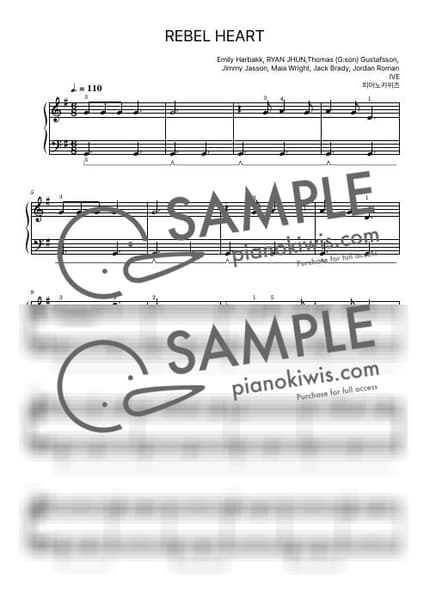 악보 > REBEL HEART / 입문 - IVE by 피아노키위즈 악보 이미지-0