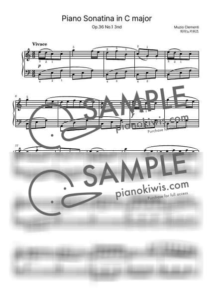 Score > Sonatina in C Major, Op.36 No.1 / 3악장 - M. Clementi by PianoKiwis Sheet music image-0