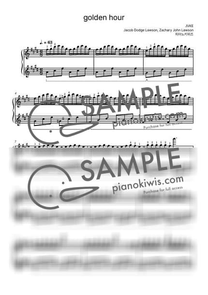 악보 > golden hour / 중급 - JVKE by 피아노키위즈 악보 이미지-0